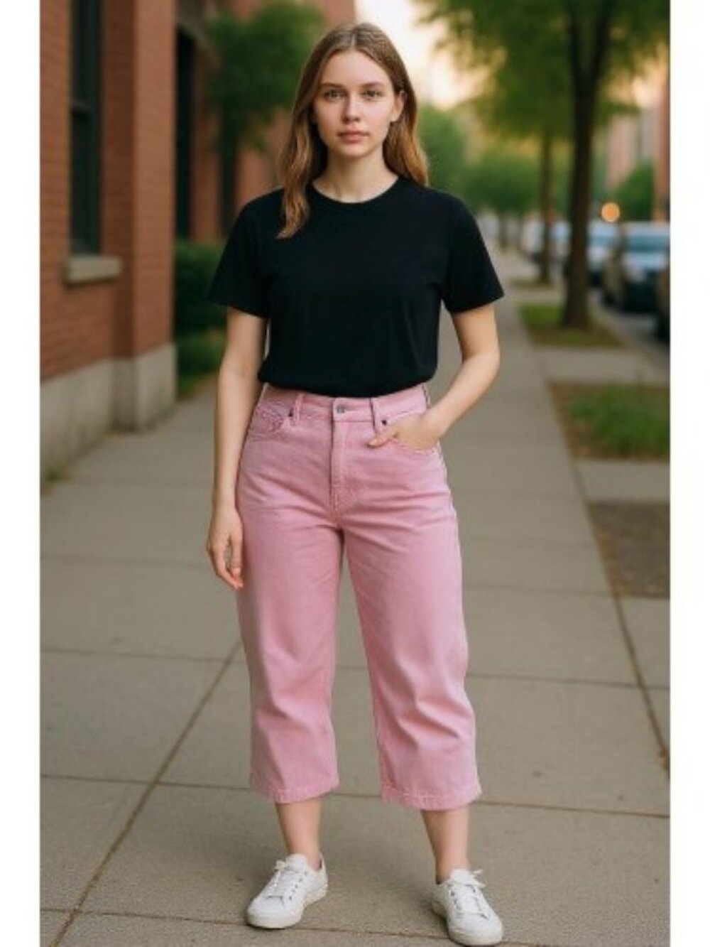RALPH LAUREN Pink Capri Length Jeans Ladies Size 8